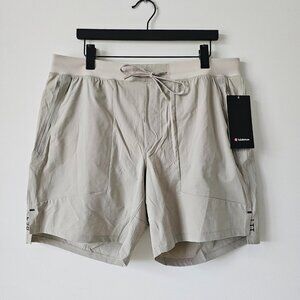 NWT LULULEMON RWLI Raw Linen Beige License To Train Shorts 7" Lined Men's XXL
